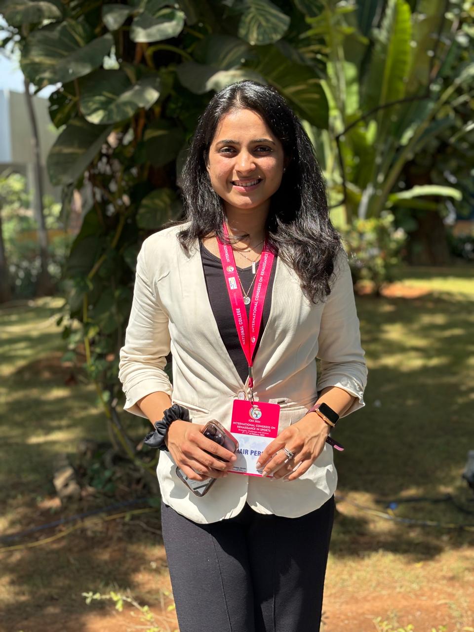 Dr. Vedika Gujarathi as chairperson at an international sports congress.